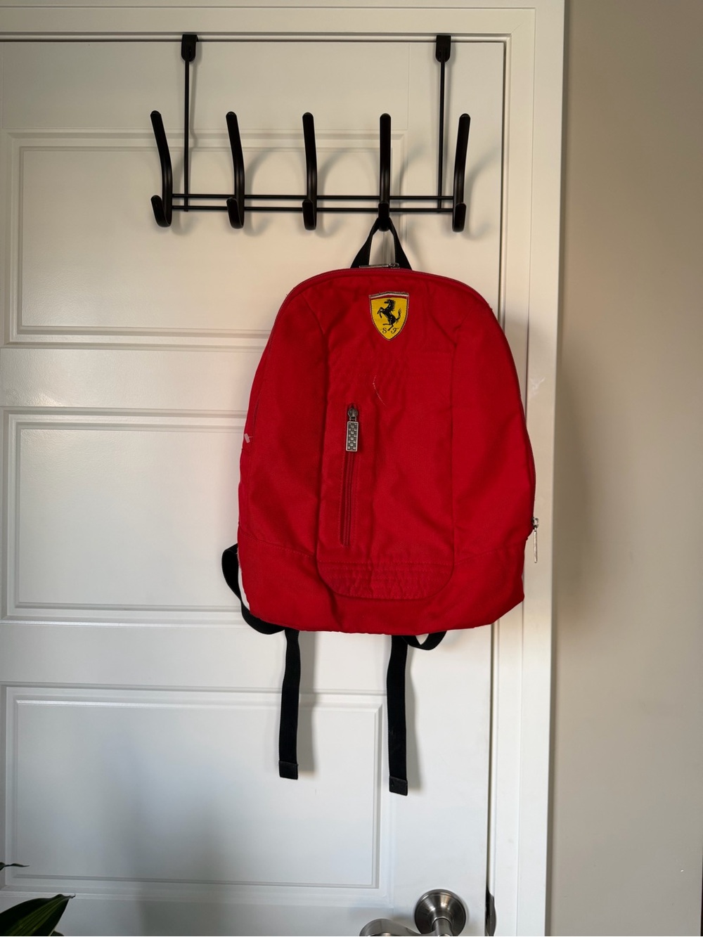 Ferrari Red Small Backpack with Black Straps